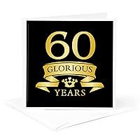 60th Celebration Anniversary, Tonal Yellow on Black - Greeting Card, 6 x 6 inches, single (gc_223314_5)