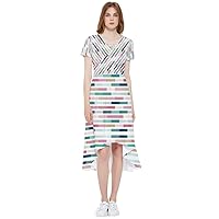 CowCow Womens Casual Dress Rainbow Tie Dye Pattern Asymmetrical High Low Boho Dress,S-5XL