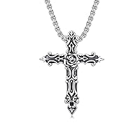 Black Gothic Necklace 925 Sterling Silver Love Skull/Spider web/Cross Rose Necklace for Women Vintage Gothic Jewelry Women Girls Halloween Gifts (with Gift Box)