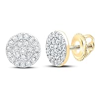 The Diamond Deal 14kt White Gold Womens Round Diamond Flower Cluster Earrings 1/2 Cttw