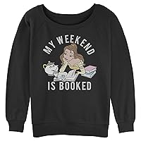 Disney Women's Princesses Booked Junior's Raglan Pullover with Coverstitch