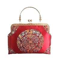 Red Retro Wedding Style Chain Fringe Women's Handbags Purses Bag Shell Lock Bags Women Shoulder Crossbody Bag Bags