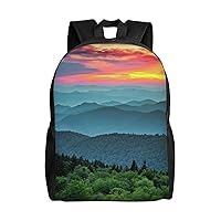 Mountain Sunset Printed Backpack Lightweight Laptop Bag Casual Daypack for Office Outdoor Travel