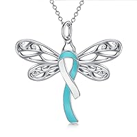 AOBOCO Sterling Silver Cancer Awareness Necklace Cancer Survivor Gifts for Women