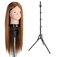 Mannequin Head with 63inch Tall Tripod Stand, Real Human Hair Doll Head for Practice Hairstyling
