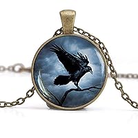 Raven Pendant, Raven Necklace, Crow Necklace, Bird Jewelry, Steampunk Gothic Necklace, Black Bird Necklace