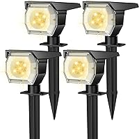 EIUIO Solar Outdoor Lights, Solar Lights Outdoor Waterproof, Solar Spot Lights Outdoor with Auto On/Off and 3 Lighting Modes, Outdoor Lights for Garden Decor, Outdoor Decor, 4 Pack(Warm White)