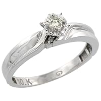 Sterling Silver Diamond Engagement Ring Rhodium Finish, 1/8 inch Wide