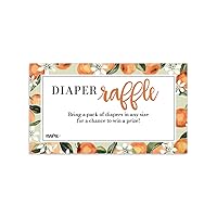 Canopy Street Little Cutie Diaper Raffle Tickets For Baby Shower/Clementine Sprinkle Or Gender Reveal Party Game / 50 Adorable Fruit 3.5” x 2” Diaper Drawing Cards
