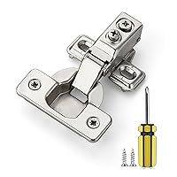 Ravinte 20 Pack 10 Pairs 5/8 Inch Overlay Brushed Nickel Short Arm Kitchen Cabinet Hinges,Soft Close 105 Degree Concealed Hinges with Screwdriver and Mounting Screws Used for Face Frame Door