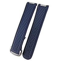 20mm Rubber Silicone Watch Strap Fit For Omega 300 AT150 Aqua Terra Ultra Light 8900 Steel Buckle Watchband Bracelets