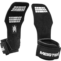 Meister Elite Leather Weight Lifting Grips w/Gel Padding (Pair)