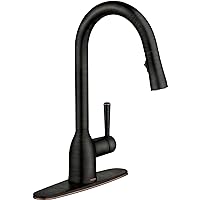 Moen Adler Mediterranean Bronze One-Handle High Arc Pulldown Kitchen Faucet with Power Clean – Kitchen Sink Faucet with Pull Down Sprayer, 87233BRB