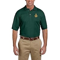 Gold Square & Compass Embroidered Masonic Men's Polo Shirt