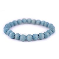 TheBeadChest Wood Stretch Bracelet, Light Blue - Stackable Beaded Jewelry, Unisex for Men & Women