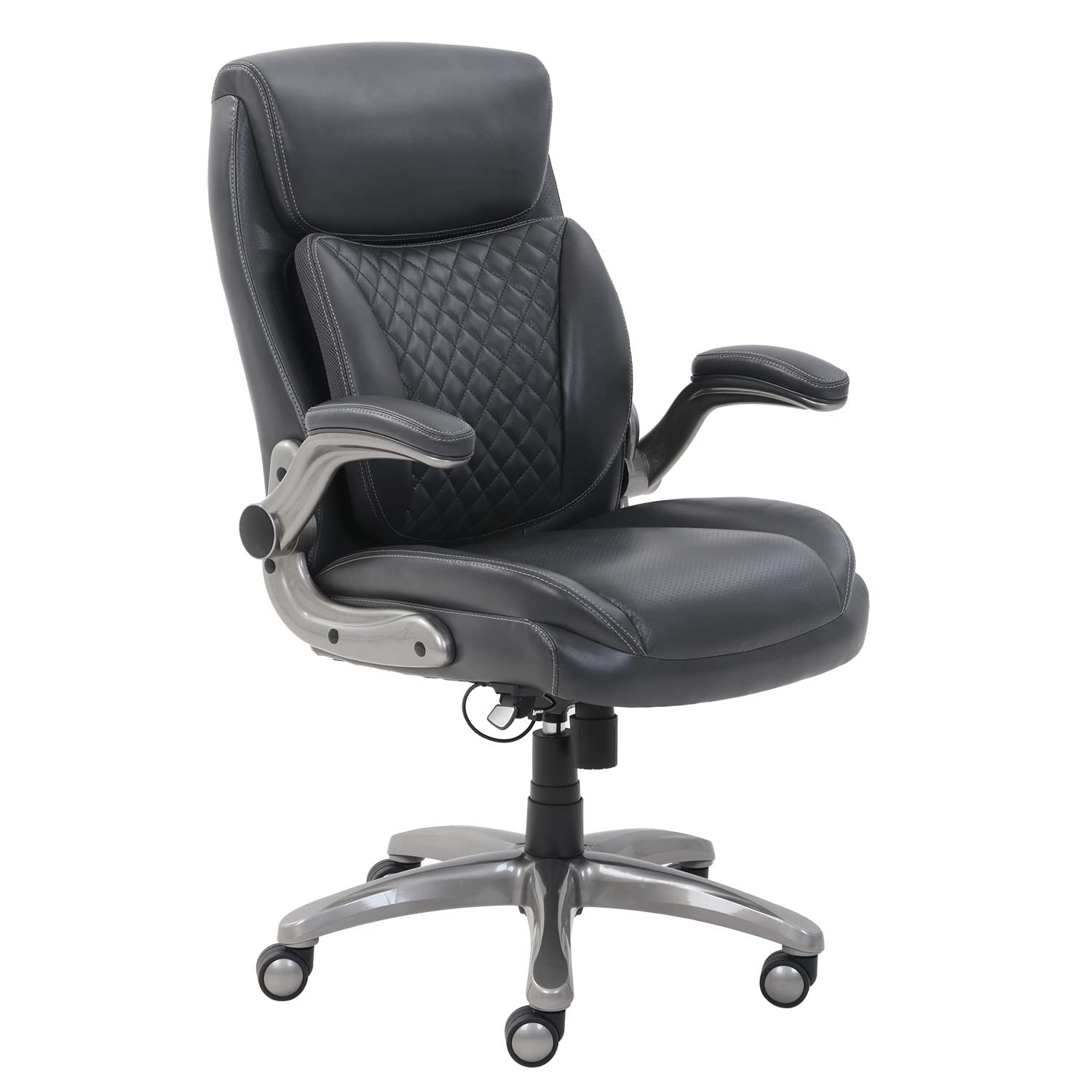 Mua AmazonCommercial Ergonomic Executive Office Desk Chair with Flip-up  Armrests - Adjustable Height, Tilt and Lumbar Support - Black Bonded Leather  trên Amazon Mỹ chính hãng 2023 | Fado
