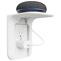 Outlet Shelf Wall Holder,Bathroom Wall Shelf up to 10lbs Standard Vertical Duplex Wall Shelf Organizer for Smart Home Decor Space Saving Power Tools, Toothbrush (OLS001-W), 1 Pack, White