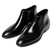 Mens Ziper Casual Dress Boots Leather Formal Men Chelsea Boot Silp on Shoes Black Tan