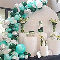 100pcs Green Balloon Garland Kit Green Chrome Balloon, Silver Confetti Balloon,for Baby Shower Wedding Birthday Party Decoration (Green 3)