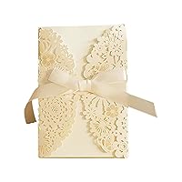 25PCS Hollow Out Wedding Invitations Cards with Envelopes Bowknot For Wedding Bridal Shower Engagement Greeting Card Anniversary Valentine Birthday Gift for Her Mum Wife Lovers