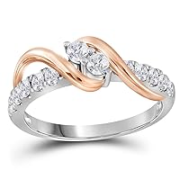 The-Diamond- Deal14kt White -Gold Womens Round -Diamond- 2-stone-Bridal-Wedding-Engagement-Ring 1/2 Cttw