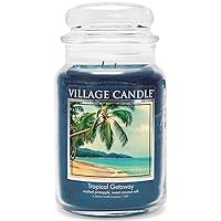 Village Candle Tropical Getaway, Large Apothecary Jar, Scented Candle, 21.25 oz.