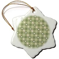 Cute White Hearts Against A Quilted Effect Squares Background - Ornaments (orn-222553-1)