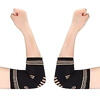 2 Pack Elbow Brace for Tennis Elbow-Copper Elbow Compression Sleeves for Women Men-Elbow Support Pain Relief for Tendonitis,Tennis Elbow, Arthritis,Golf Elbow, Weightlifting-Small