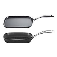 SCANPAN Pro IQ 10.5” Square Grill Pan & 11” Griddle - Easy-to-Use Nonstick Cookware - Dishwasher, Metal Utensil & Oven Safe - Made by Hand in Denmark