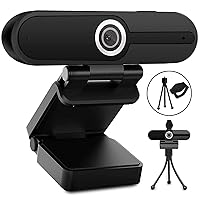 Webcam with Microphone, Web Camera Full Hd 1080P Webcam with Cover Tripod, Laptop PC Desktop Computer Camera Windows Mac Os for Video Calling Streaming Gaming Zoom YouTube Skype Hangouts Facetime