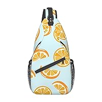 Light Yellow Flower Printed Canvas Sling Bag Crossbody Backpack, Hiking Daypack Chest Bag For Women Men