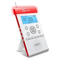 Eton - American Red Cross ZoneGuard Weather Radio, White, Siren/Buzzer (90dB), 3 Color LED Alert Light Bar, LCD Display, Detachable Stand, AC Power Adapter, AA Battery Operated