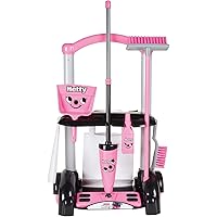 Casdon Henry & Hetty Toys - Hetty Cleaning Trolley - Pink Hetty-Inspired Toy Playset with Mop, Brushes, Dustpan, & Accessories - Kids Cleaning Trolley Set - For Children Aged 3+