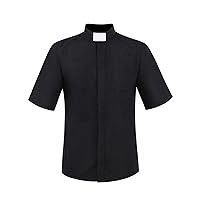 Men's Church Cleric Blouse Shirt Tab Collar Tab Collar Clergy Shirt for Priest Pastor Preacher Minister