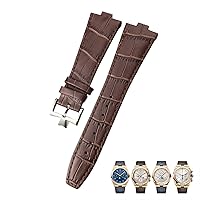 for Vacheron Constantin Overseas Black Blue Brown Bamboo Grain Watch Bands 25mm Genuine Leather Convex Interface Watch Strap (Color : 10mm Gold Clasp)
