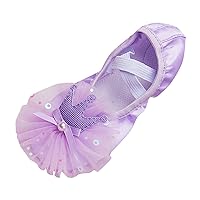 Ballet Shoes for Girls,Soft Leather Ballet Slippers No-Tie Warm Dance Yoga Practice Shoes for Toddler Girls