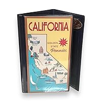 Press Penny Collector Tri-Fold Album - Holds 48 Souvenir Pressed Pennies - Vegan Leather - Every Book Ordered Comes with a Mystery Penny as a Gift (California)