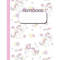 Unicorn Pink Kindergarten Writing Paper with Lines for Exercise (Blank handwriting practice with dotted lines): Composition Notebook Journal for Kids Kindergarten and Elementary School