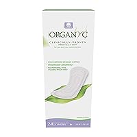 Organyc 100% Certified Organic Cotton Flat Panty Liner - Everyday Sanitary Pad, Free from Wood Pulp, Perfumes, SAP and Chemicals - Light Flow+, 24 Count