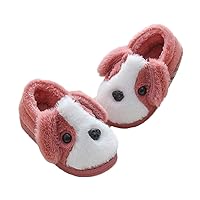 Kids/Adults Cute Dog Pattern Fleece Indoor Outdoor Slippers Parent Child Memory Foam Non-Slip Home Shoes