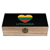 Love Lithuania Funny Wooden Storage Box with Hinged Lid and Front Clasp Jewelry Gift Boxes for Crafts and Home Decor 8