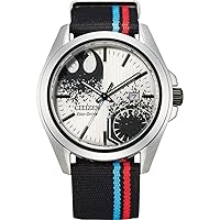 Citizen Eco-Drive Men's Star Wars Force Awakening Watch, Stainless Steel with Black, Blue and Red Nylon Strap (Model: AW1438-33W)