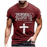 Letter Print T-Shirts for Men, Men's Summer Comfy Daily Tops Short Sleeve Crewneck Tees Casual Athletic Shirts