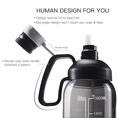 64 OZ Water Bottle with Straw, Motivational Half Gallon Water Bottles with  Times to Drink, BPA Free 2L Sports Large Water Bottle with Handle Wide