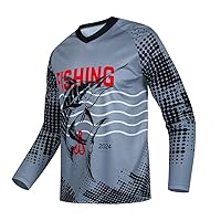 Fishing Shirts for Men Breathable Sun Protection Long Sleeve Breathable Fish Clothing T Shirts Outdoor Apparel Tops