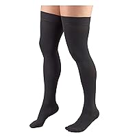 Truform 20-30 mmHg Compression Stockings for Men and Women, Thigh High Length, Dot Top, Closed Toe, Charcoal, Medium