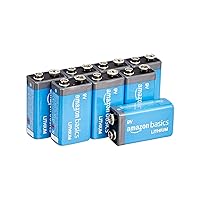 Amazon Basics 8-Pack 9 Volt Lithium High-Performance Batteries, Up to 10-Year Shelf Life, Long Lasting Power