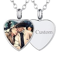FaithHeart Custom Cremation Ashes Necklace, Stainless Steel/18K Gold Plated Urn Hold Pendant Jewelry for Women/Men- Picture/Text Custom