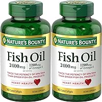 Nature's Bounty Fish Oil, Supports Heart Health, 2400mg, Coated Softgels, 90 Ct. (Pack of 2)
