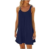 Amazon Brand Products Store Women Mini Sundress Casual Beachwear Sleeveless Tank Dress Vacation Short Summer Dress 2024 Cute Tunic Dresses Casual Sundresses for Women